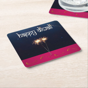 Sparkling Happy Diwali - Paper Coaster