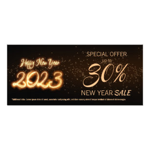 Sparkling Happy New Year 2023 Fireworks Discount Rack Card