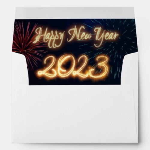 Sparkling Happy New Year 2023 Fireworks Envelope