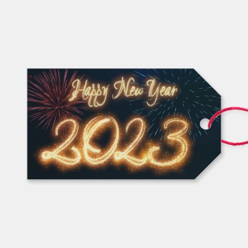 Sparkling Happy New Year 2023 Fireworks Gift Tags