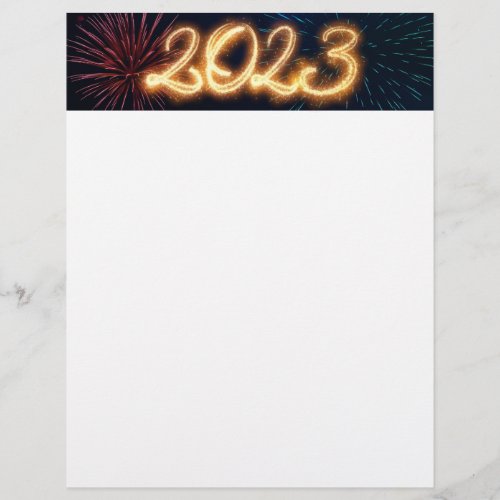 Sparkling Happy New Year 2023 Fireworks Letterhead