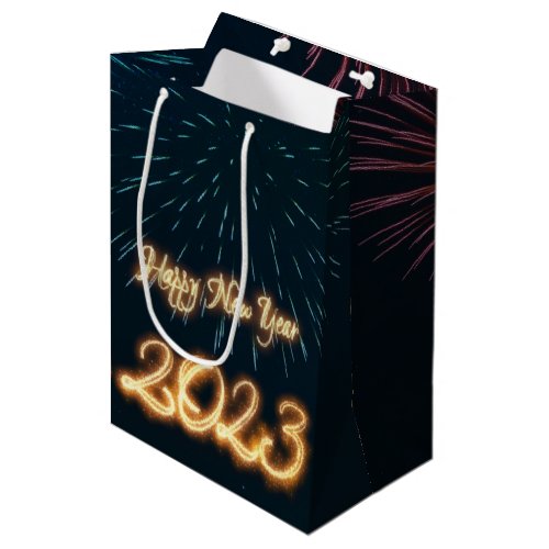 Sparkling Happy New Year 2023 Fireworks Medium Gift Bag