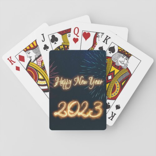 Sparkling Happy New Year 2023 Fireworks Poker Cards