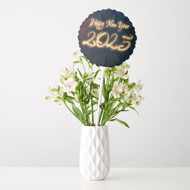 Sparkling Happy New Year 2025 Fireworks Balloon (Vase)