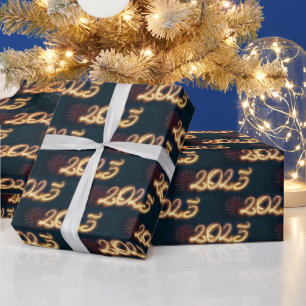 Sparkling Happy New Year Fireworks 2025 Wrapping Paper