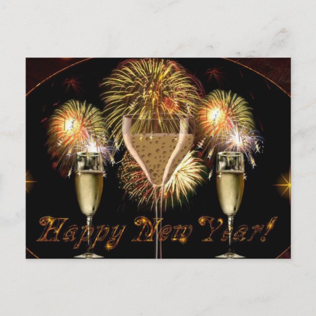 sparkling happy new year postcard (Front)