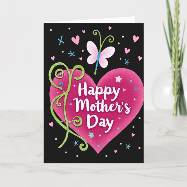 Sparkling Heart Mothers Day Card (Front)