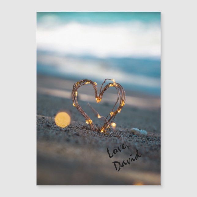 Sparkling Heart on Beach | Unique Magnet Valentine (Front)