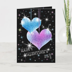 Sparkling Hearts Valentine's Day Greeting Card