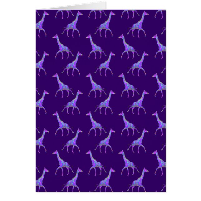 Sparkling Hippie Style Purple Giraffe Cards (Front)