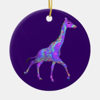 Sparkling Hippie Style Purple Giraffe Ceramic Ornament by Emangl3D at Zazzle