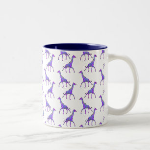 Sparkling Hippie Style Purple Giraffe Two-Tone Coffee Mug