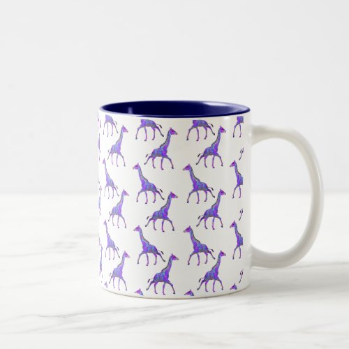 Sparkling Hippie Style Purple Giraffe Two_Tone Coffee Mug