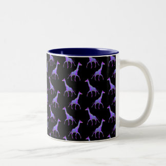 Sparkling Hippie Style Purple Giraffe Two-Tone Coffee Mug