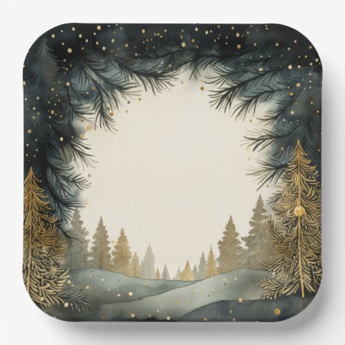 Sparkling Holiday Trees Paper Plates