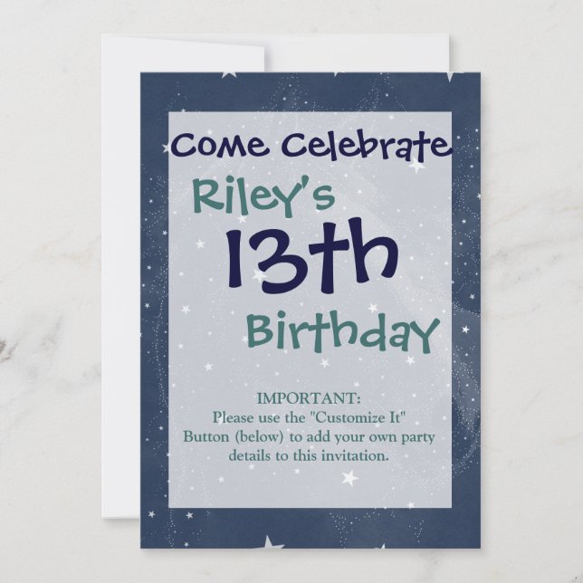 Sparkling Horse Constellation Stars Midnight Blue Invitation (Front)