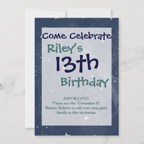 Sparkling Horse Constellation Stars Midnight Blue Personalized Invitation