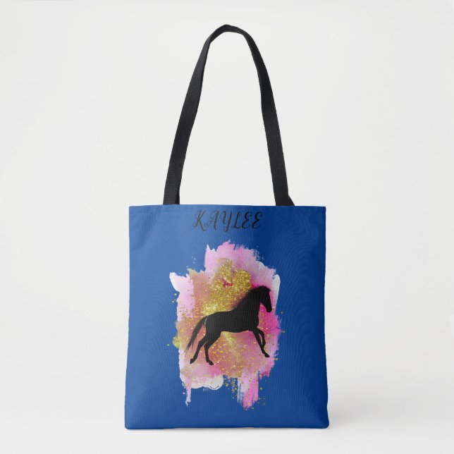SPARKLING HORSE TOTE BAG PERSONALIZED. (Front)
