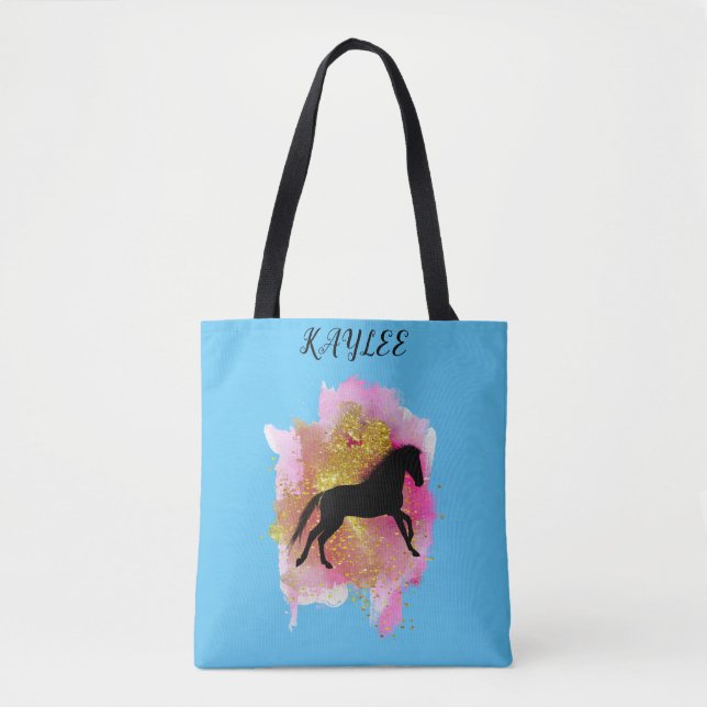 SPARKLING HORSE TOTE BAG PERSONALIZED. (Front)