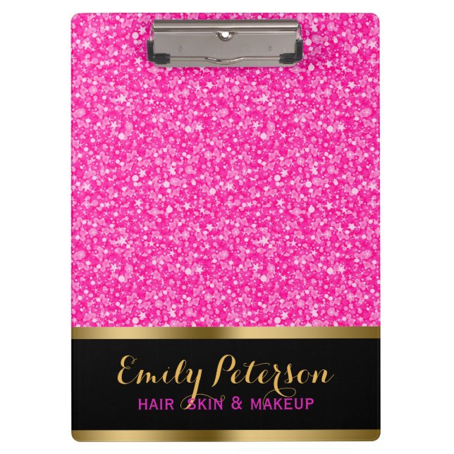 Sparkling Hot Pink And White Glitter Clipboard (Front)