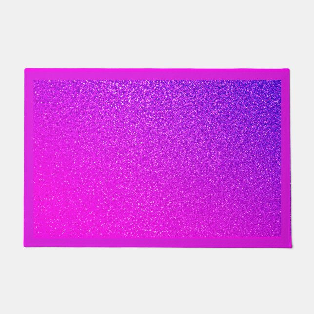 Sparkling Hot Pink Purple Glitter Ombre Girly Cute Doormat (Front)