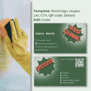 Sparkling Impressions Green & White House Cleaning Business Card