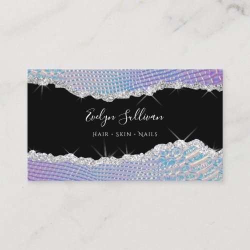 sparkling iridescent leather business card