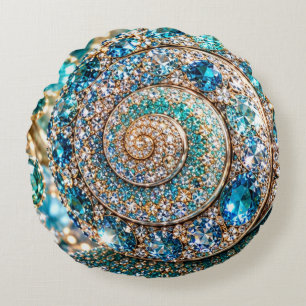 Sparkling Jewel Snail Round Pillow