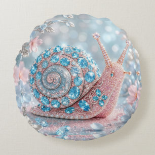 Sparkling Jewel Snail Round Pillow