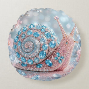 Sparkling Jewel Snail Round Pillow