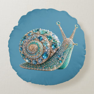 Sparkling Jewel Snail Round Pillow