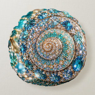 Sparkling Jewel Snail Round Pillow