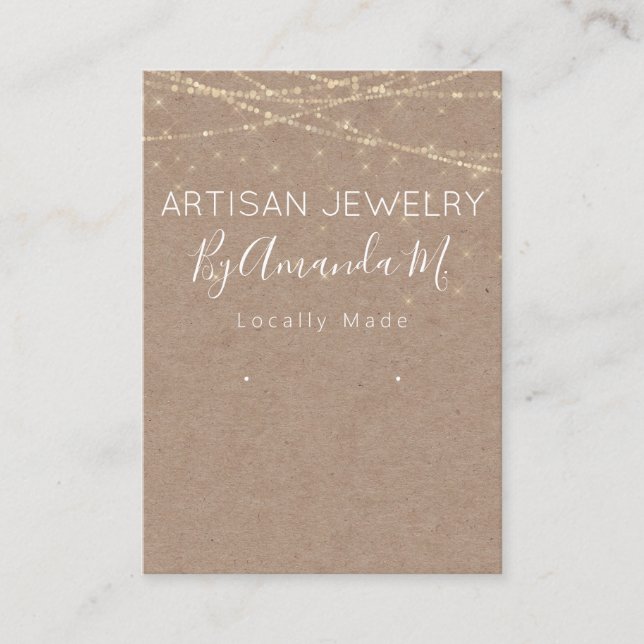 Sparkling Kraft Handmade Jewelry Earring Display Business Card (Front)