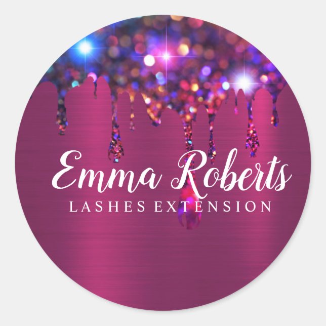 Sparkling lash extension classic round sticker (Front)