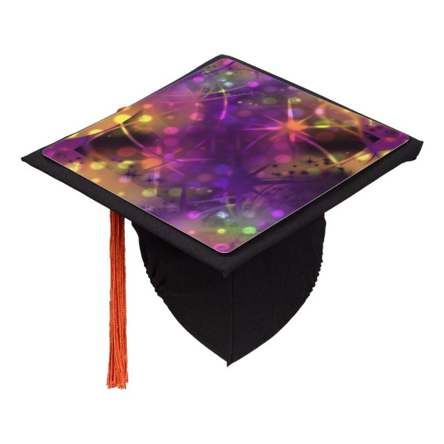 Sparkling lights chic spotlight on colorful graduation cap topper (Angled)