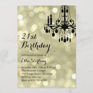 Sparkling Lights Gold Ballroom Birthday Invitation