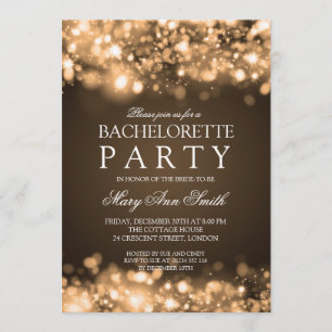 Sparkling Lights Gold Elegant Bachelorette Party Invitation