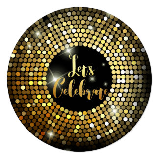 Sparkling Lights Gold Glitter Night Party Invites