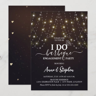 Sparkling Lights I Do BBQ Engagement Party Invitation