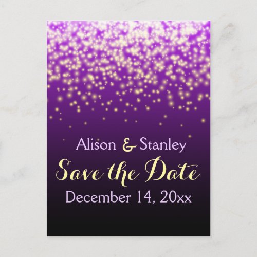 Sparkling lights in the sky wedding Save the Date Announcement Postcard