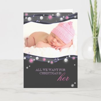 Sparkling Lights New Baby Girl Birth Announcements by Whimsical_Holidays at Zazzle