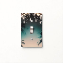 Sparkling Lights Palm Trees Elegant Beach Rustic Light Switch Cover