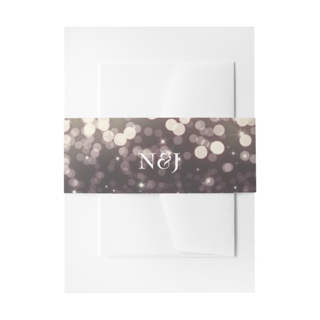 Sparkling Lights Romantic Grey Modern Glam Invitation Belly Band (Front Example)