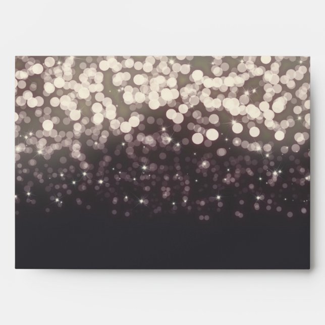 Sparkling Lights Romantic Grey Modern Wedding Envelope (Front)