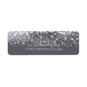 Sparkling Lights Romantic Grey Modern Wedding Label