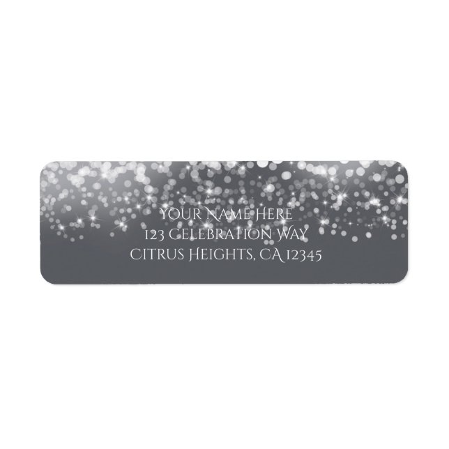 Sparkling Lights Romantic Grey Modern Wedding Label (Front)