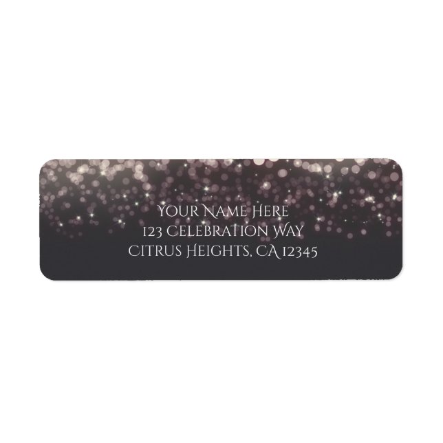 Sparkling Lights Romantic Grey Modern Wedding Label (Front)