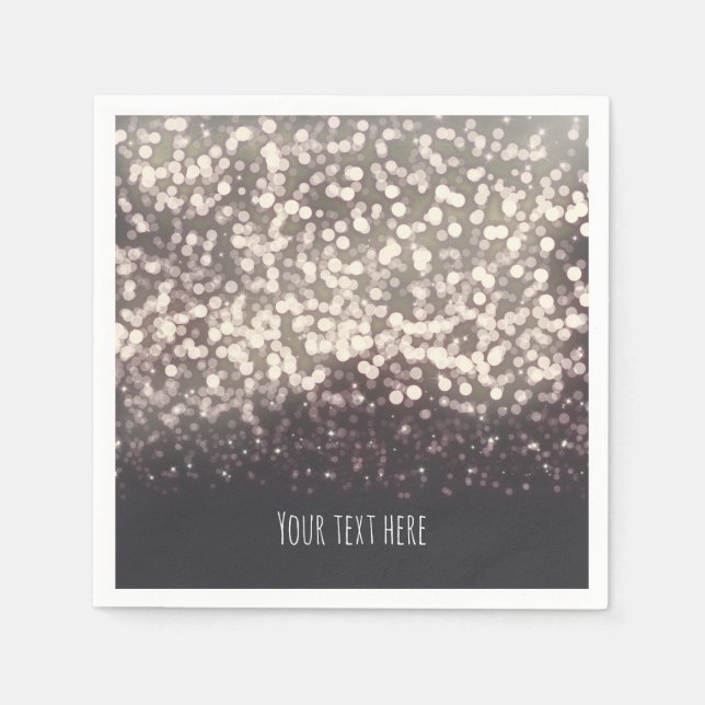 Sparkling Lights Romantic Grey Modern Wedding Paper Napkins (Front)