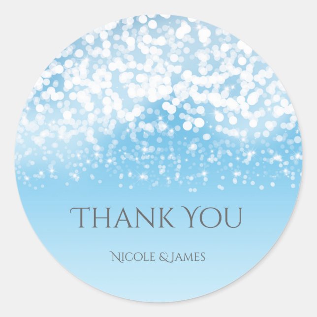 Sparkling Lights Romantic Winter Wonderland Favor Classic Round Sticker (Front)