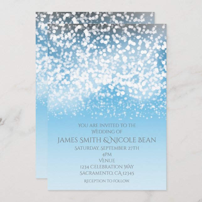 Sparkling Lights Romantic Winter Wonderland Invitation (Front/Back)